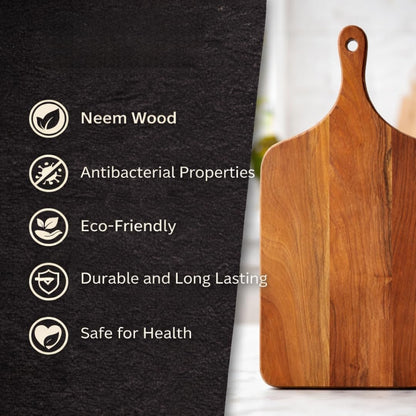 RK WOOD Anti-Bacterial Solid Neem Wood Chopping Board | Natural &