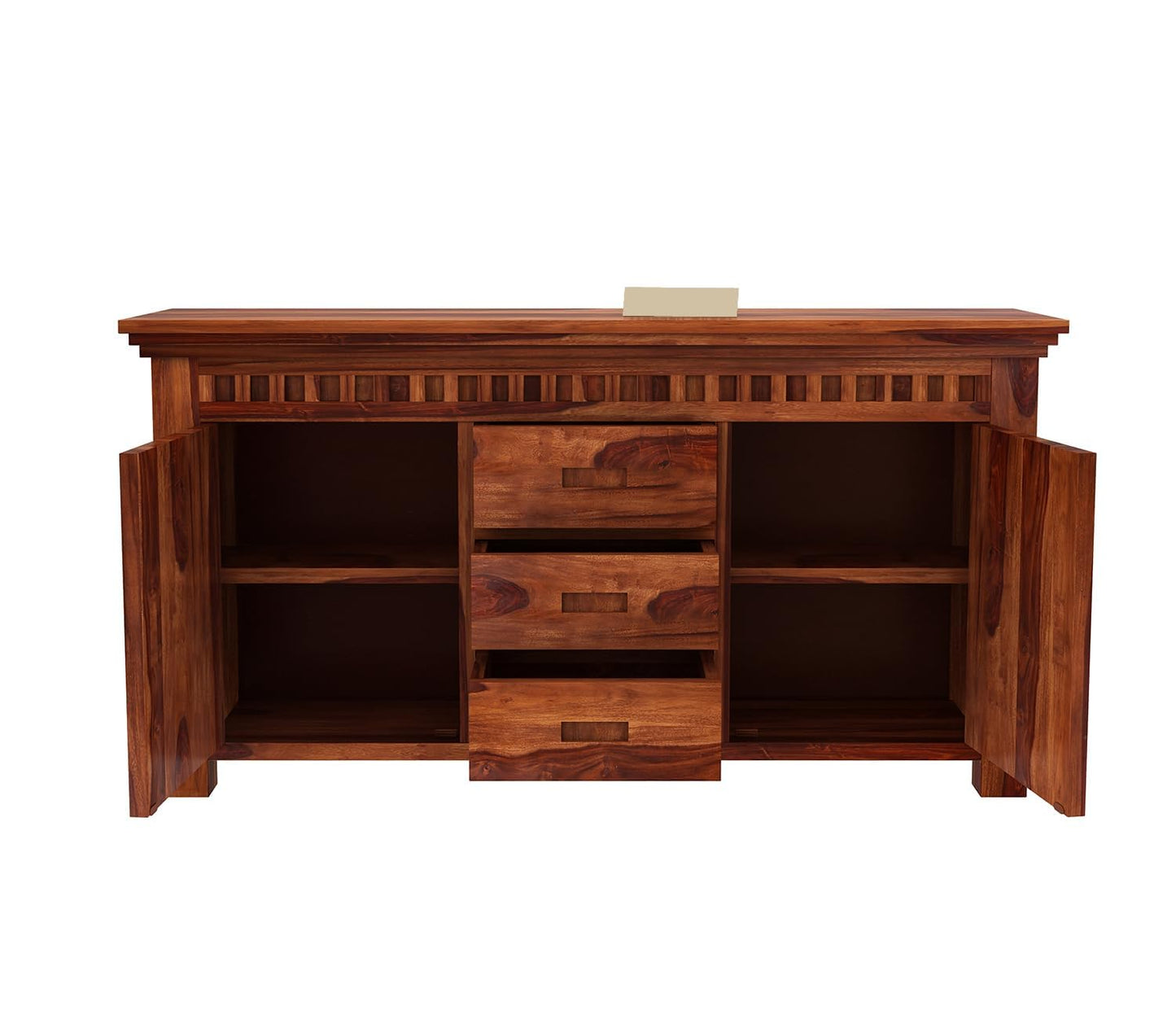 RK Deck Solid Sheesham Wood Sideboard Cabinet 3 Drawer 2 Door Storage