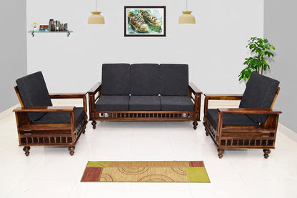 RK DECK Solid Sheesham Wood Sofa Set 3+1+1 Seater with Cushions |