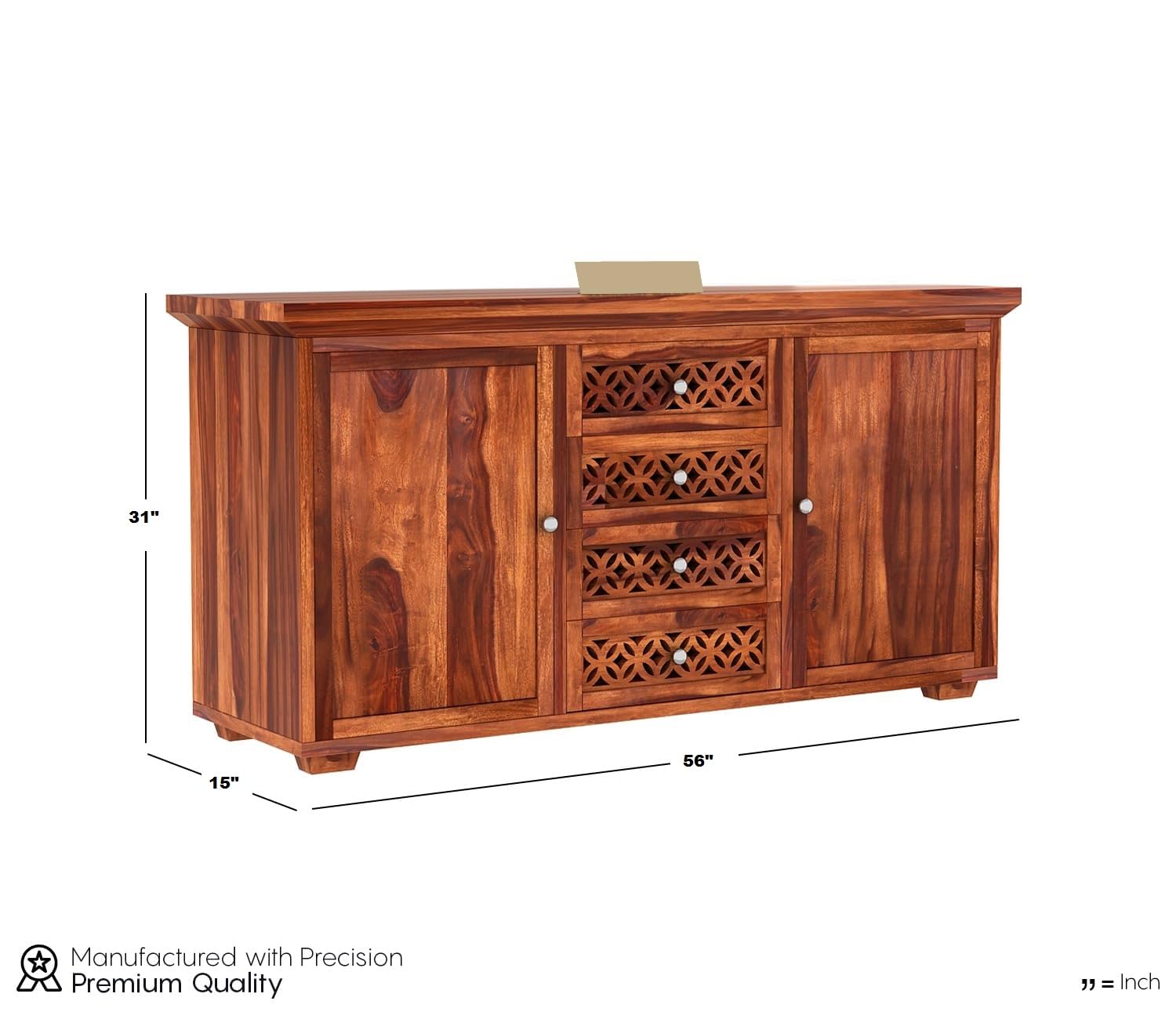 RK Wood Solid Sheesham Wood Sideboard Cabinet Wooden Storage Unit 4