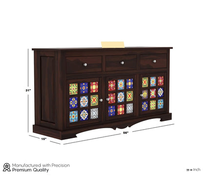 RK Wood Solid Sheesham Wood Sideboard Cabinet Wooden Storage Buffet