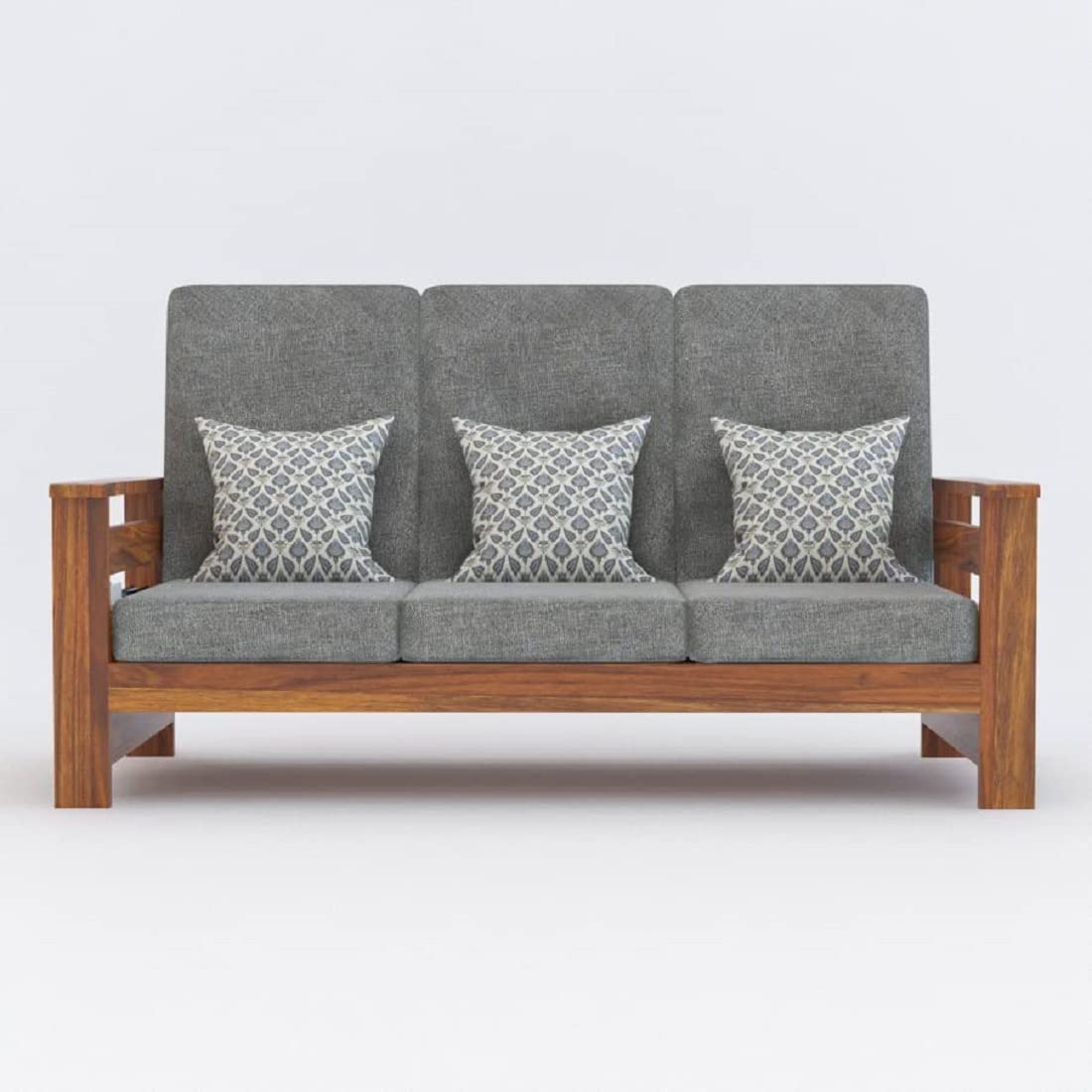 RK DECK Solid Sheesham Wood Sofa Set 5 Seater (3+1+1) with Cushions &