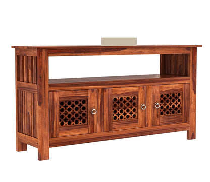 RK Wood Solid Sheesham Wood Sideboard Cabinet with Open Shelf Wooden