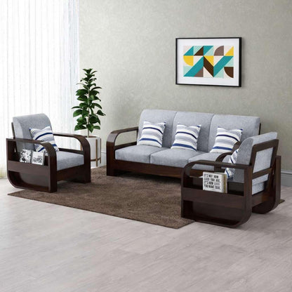 RK DECK Sheesham Wood 5 Seater Sofa Set (3+1+1) with Cushions &