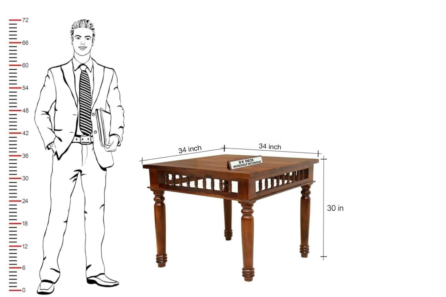 RK WOOD Solid Sheesham Wood 4 Seater Dining Table Set with Cushioned