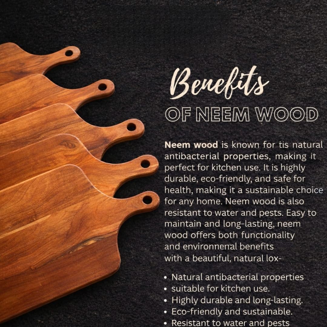 RK WOOD Premium Wooden Chopping Board with Handle 43 x 26 x 2 cm |