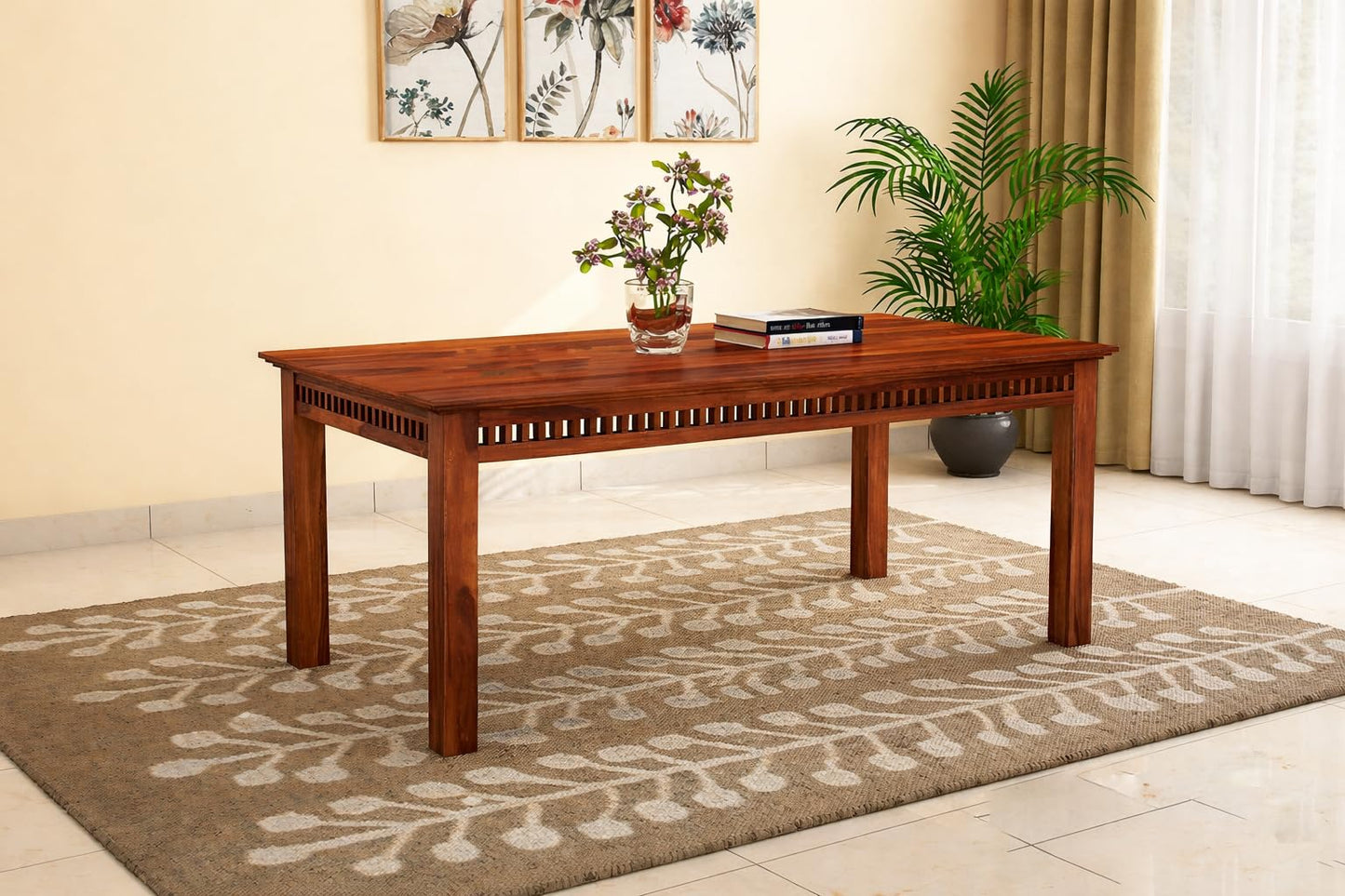 RK WOOD Solid Sheesham Wood Dining Set of 6 | Wooden Dining Table with