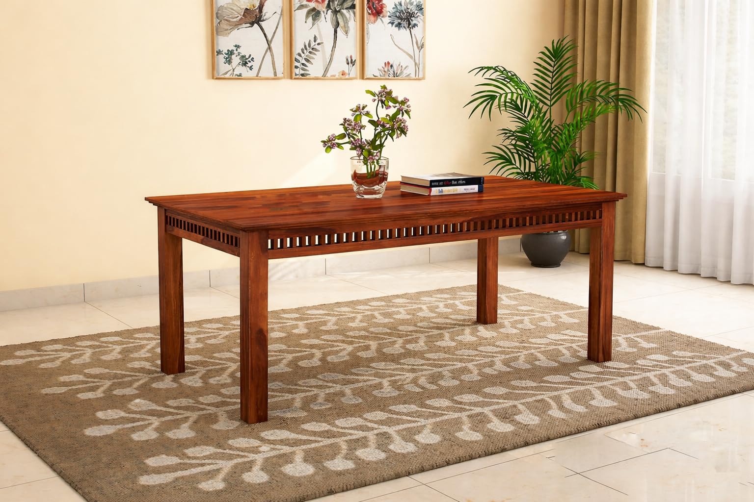 RK WOOD Solid Sheesham Wood Dining Set of 6 | Wooden Dining Table with
