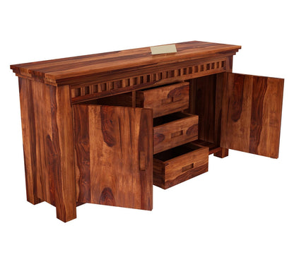 RK Deck Solid Sheesham Wood Sideboard Cabinet 3 Drawer 2 Door Storage