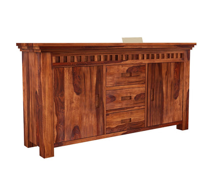 RK Deck Solid Sheesham Wood Sideboard Cabinet 3 Drawer 2 Door Storage