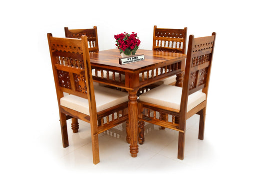 RK Wood Premium Solid Sheesham Wood Traditional Dining Table Set of 4