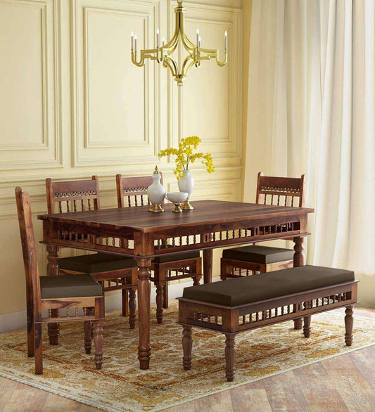 RK Wood Solid Sheesham Wood Dining Table Set of 6 Seater with