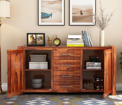 RK Wood Solid Sheesham Wood Sideboard Cabinet Wooden Storage Buffet