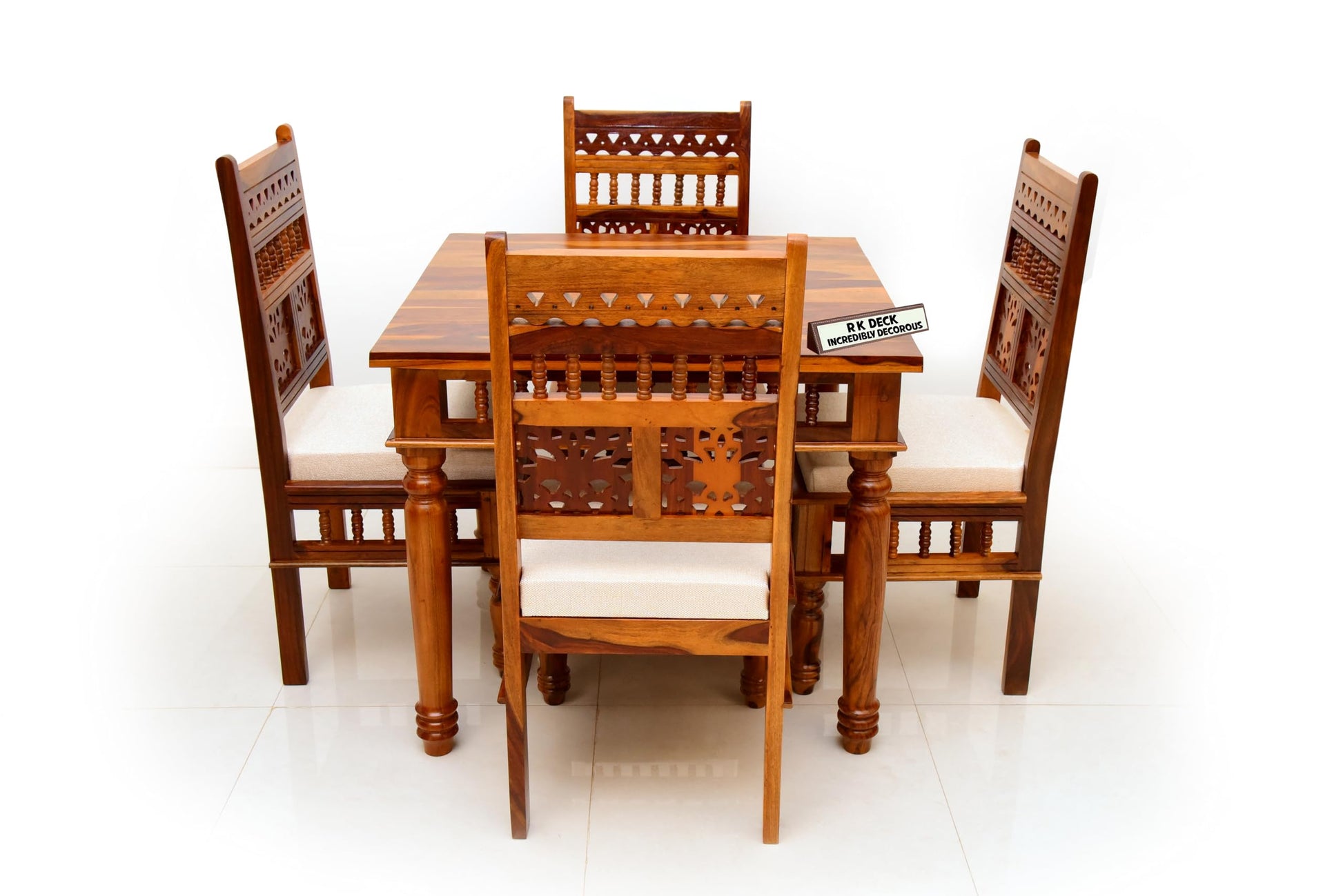 RK Wood Premium Solid Sheesham Wood Traditional Dining Table Set of 4