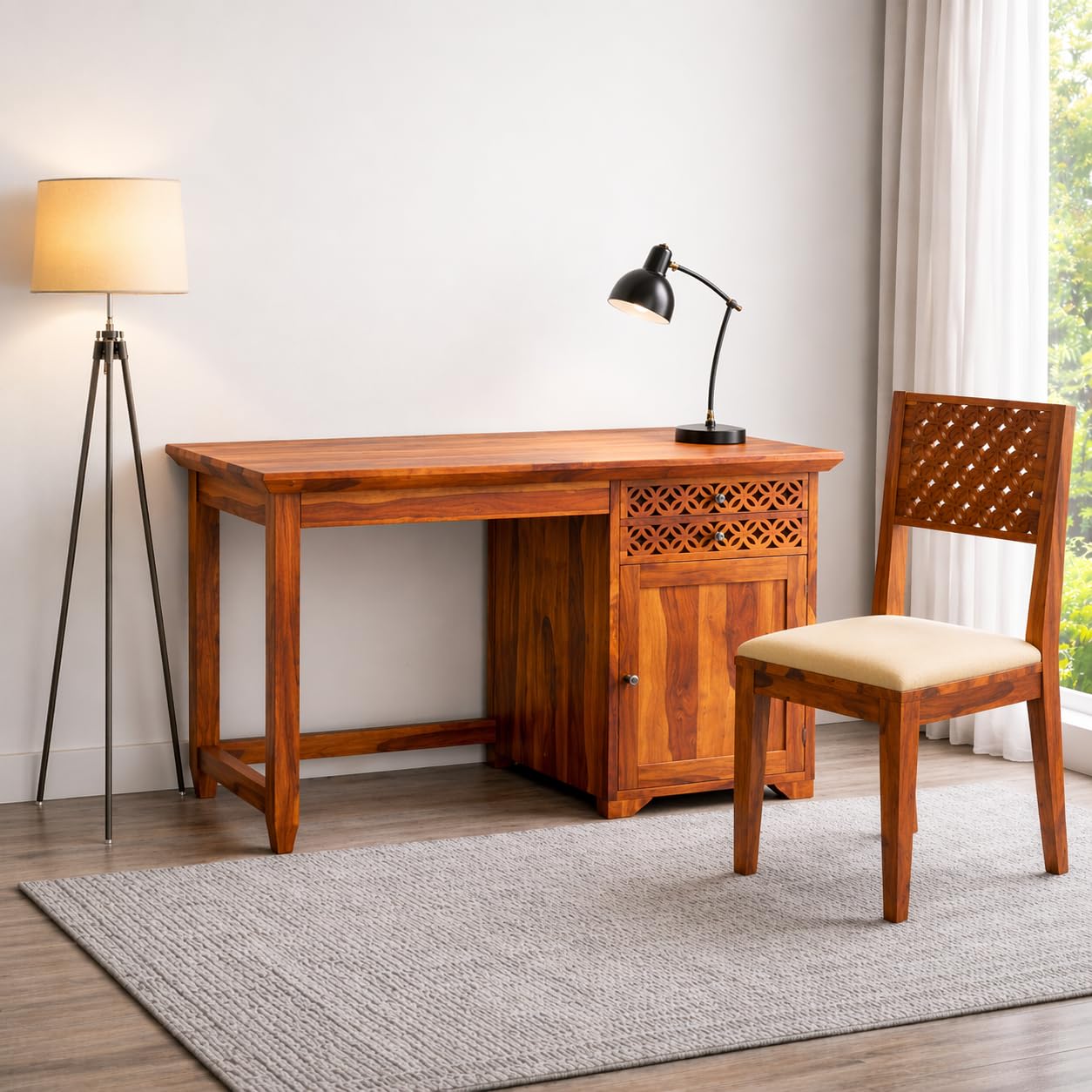 RK WOOD Solid Sheesham Wood Study Table with Chair for Students Laptop