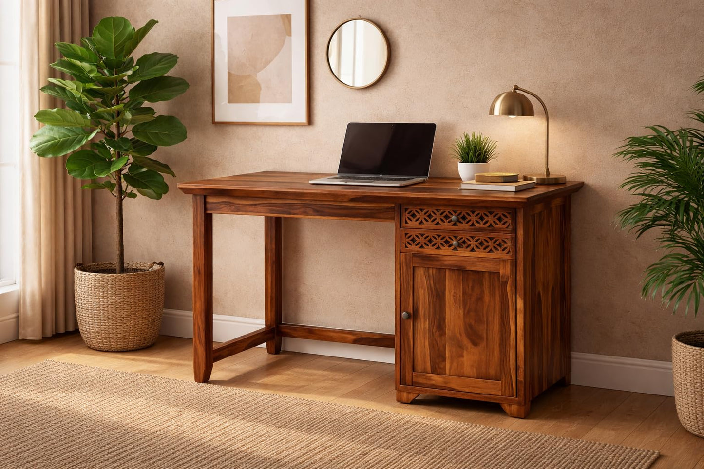 RK WOOD Solid Sheesham Wood Study Table with Chair for Students Laptop