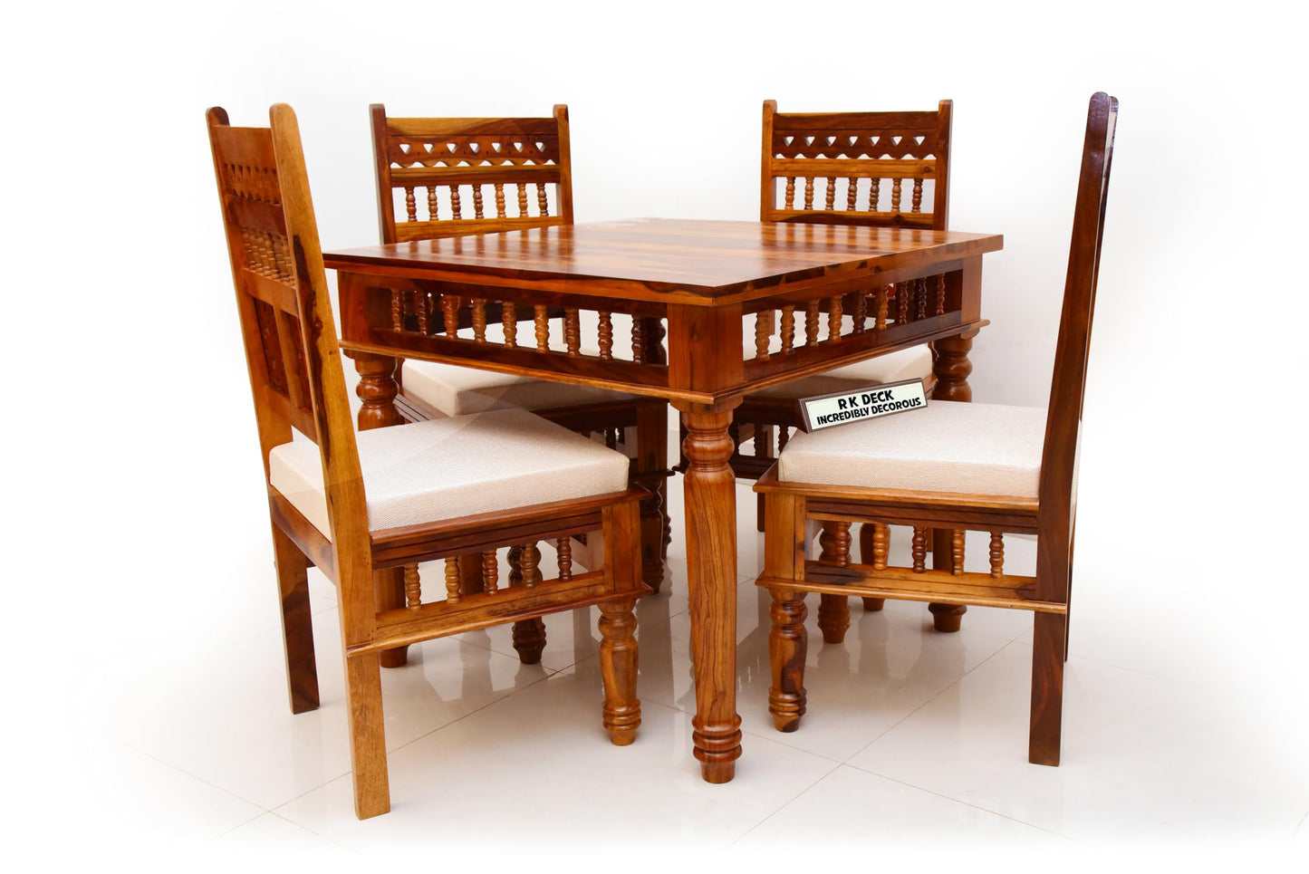 RK Wood Premium Solid Sheesham Wood Traditional Dining Table Set of 4