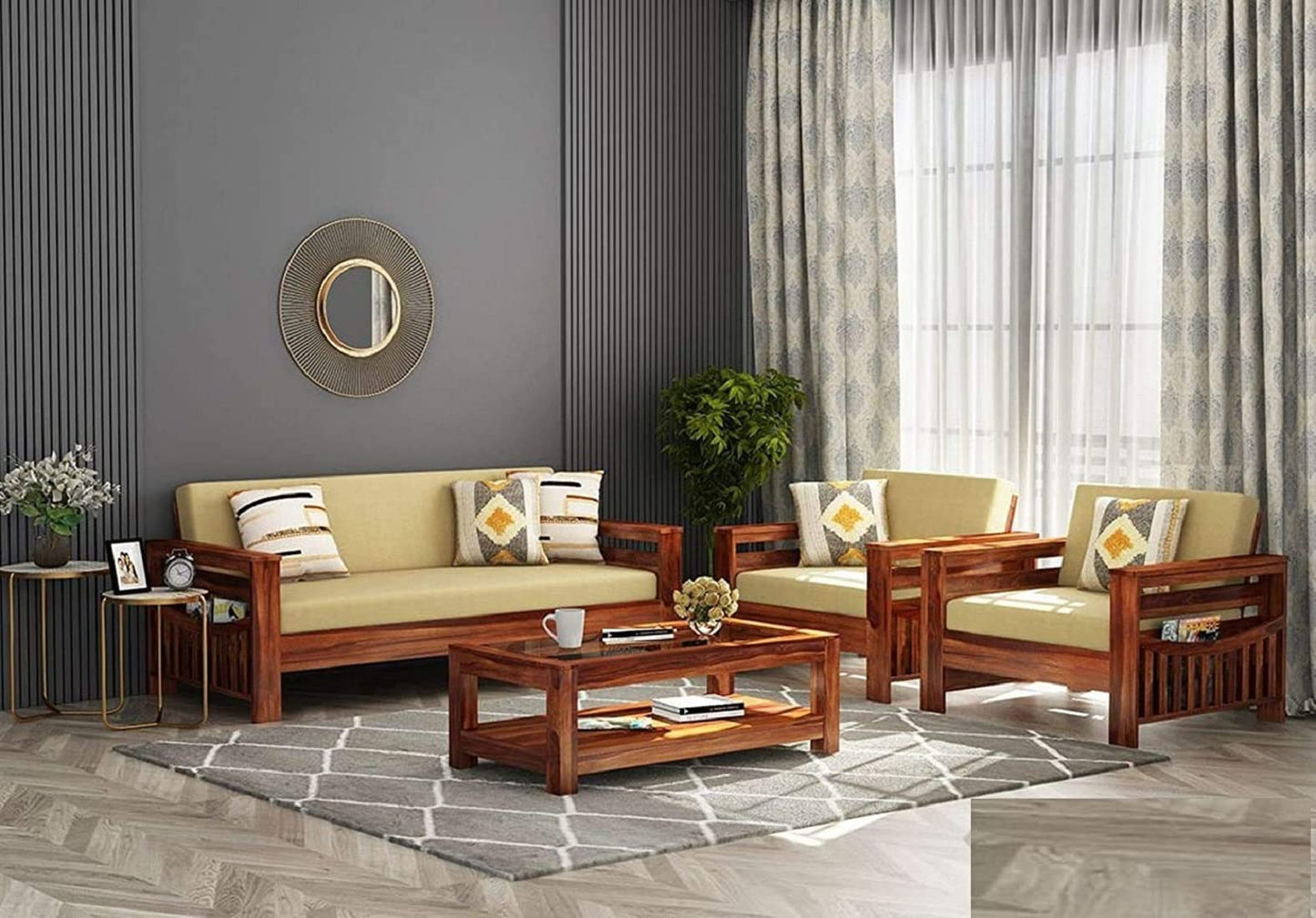 RK DECK Solid Sheesham wood Stylish and comfortable sofa set for home