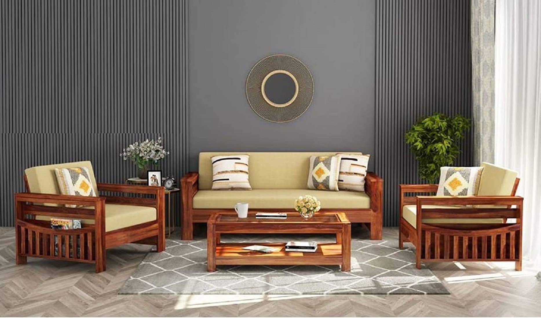RK DECK Solid Sheesham wood Stylish and comfortable sofa set for home