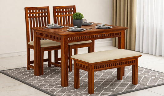RK WOOD Solid sheesham Wood Dining Table Set of 4 | Wooden Dining