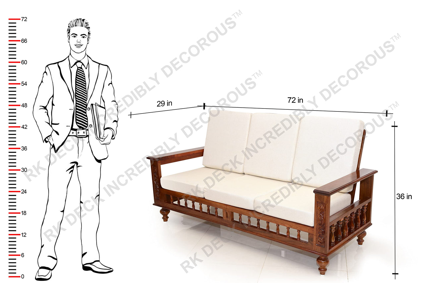 RK DECK Solid Sheesham wood Stylish and comfortable sofa set for home