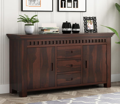 RK Deck Solid Sheesham Wood Sideboard Cabinet 3 Drawer 2 Door Storage