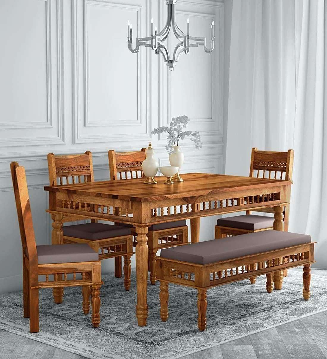 Dining Table 6 Seater Set with 6 Chairs | Dining Table Sets | Wooden 6