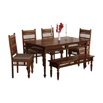 RK Wood Solid Sheesham Wood 4 Seater Dining Table Set for Home |