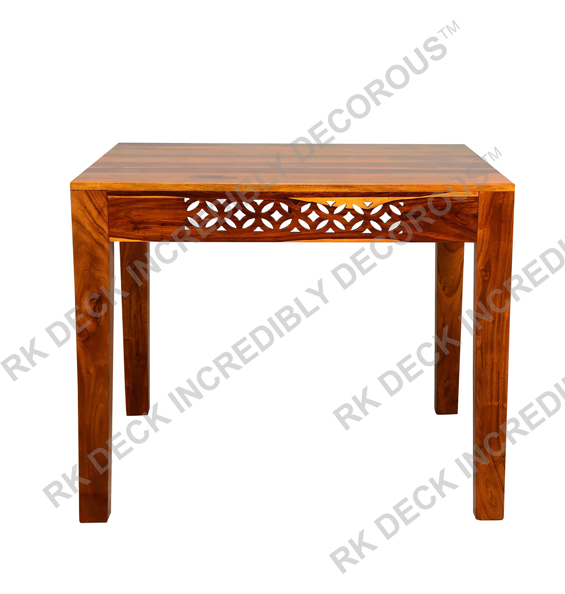 RK Deck Honey Finish Solid Wood Dining Table Set 4 Seater | Wooden