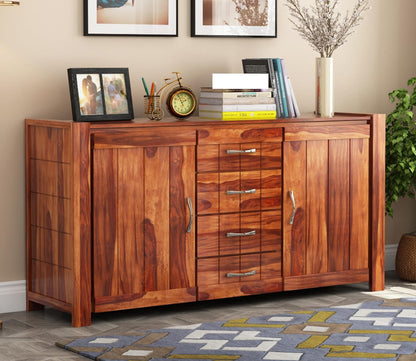 RK Wood Solid Sheesham Wood Sideboard Cabinet Wooden Storage Buffet