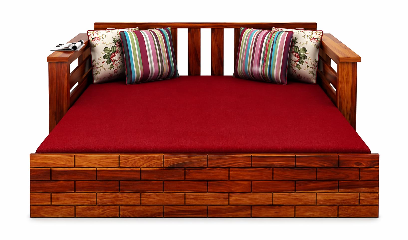 RK Wood Solid Sheesham Wood 3 Seater Sofa Cum Bed for Home Furniture,