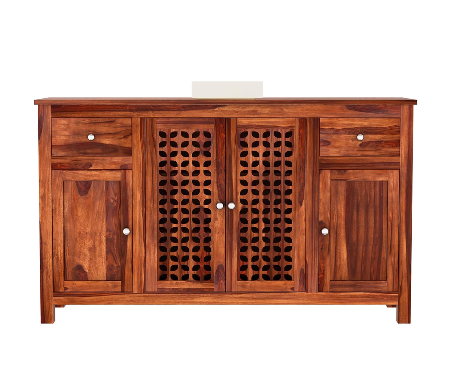 RK Deck Solid Sheesham Wood Sideboard Cabinet 4 Door 2 Drawer Storage
