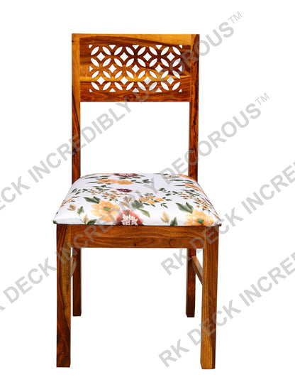 RK Deck Honey Finish Solid Wood Dining Table Set 4 Seater | Wooden
