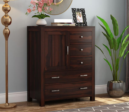 RK Deck Solid Sheesham Wood Sideboard Cabinet with Drawers & Door