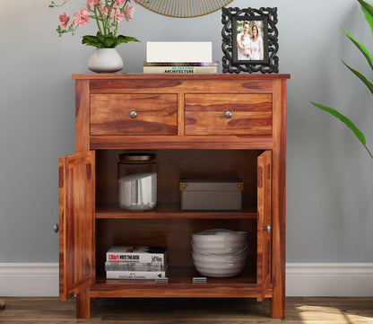RK Deck Solid Sheesham Wood Sideboard Cabinet 2 Door 2 Drawer Storage