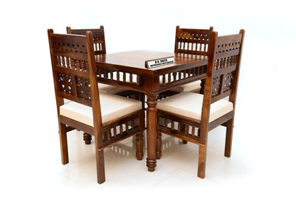 RK WOOD Solid Sheesham Wood 4 Seater Dining Table Set with Cushioned