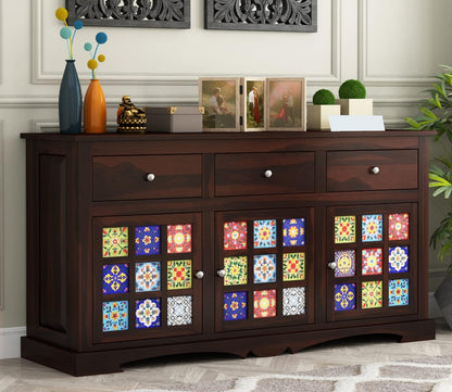 RK Wood Solid Sheesham Wood Sideboard Cabinet Wooden Storage Buffet