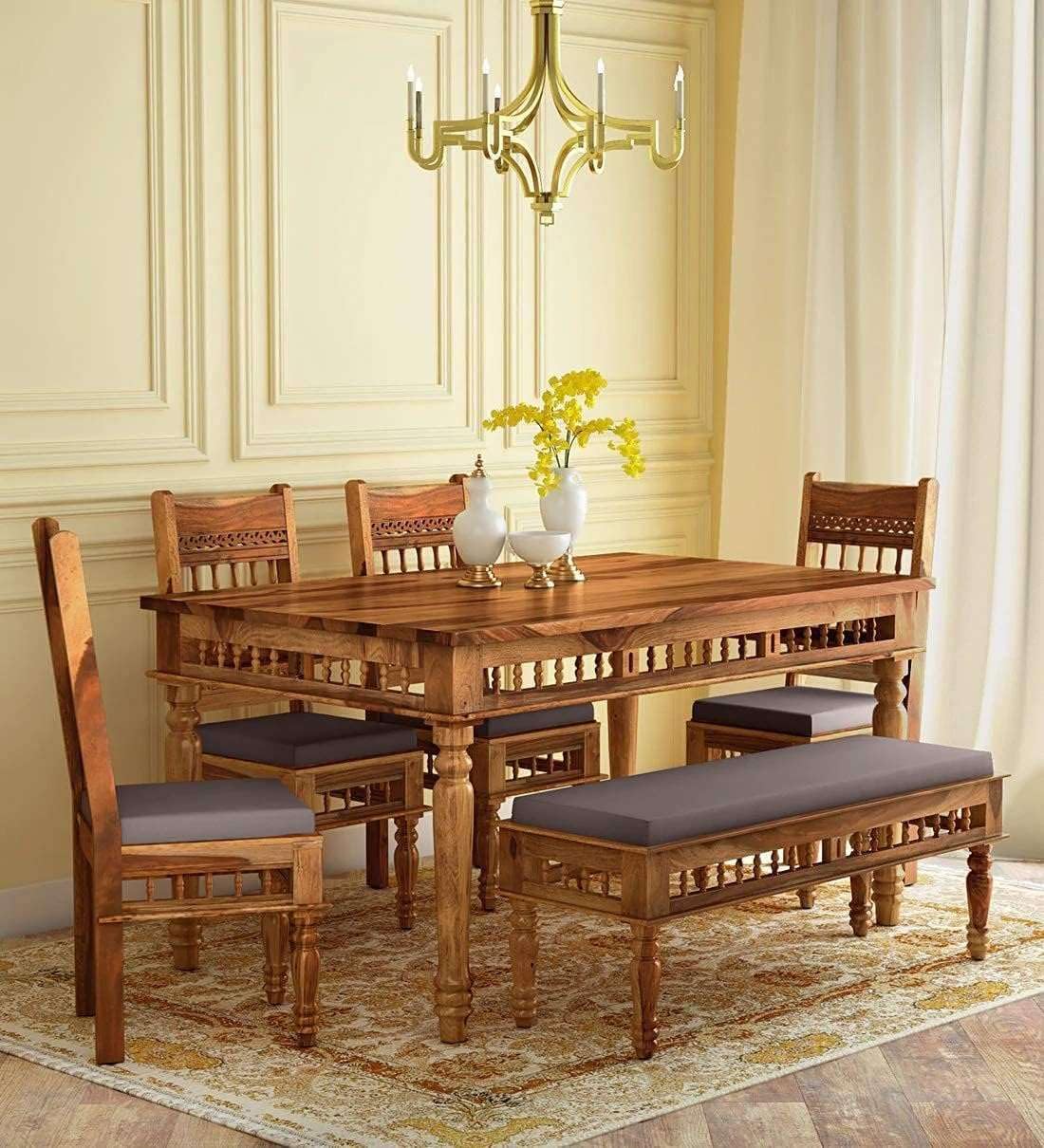 Dining Table 6 Seater Set with 6 Chairs | Dining Table Sets | Wooden 6