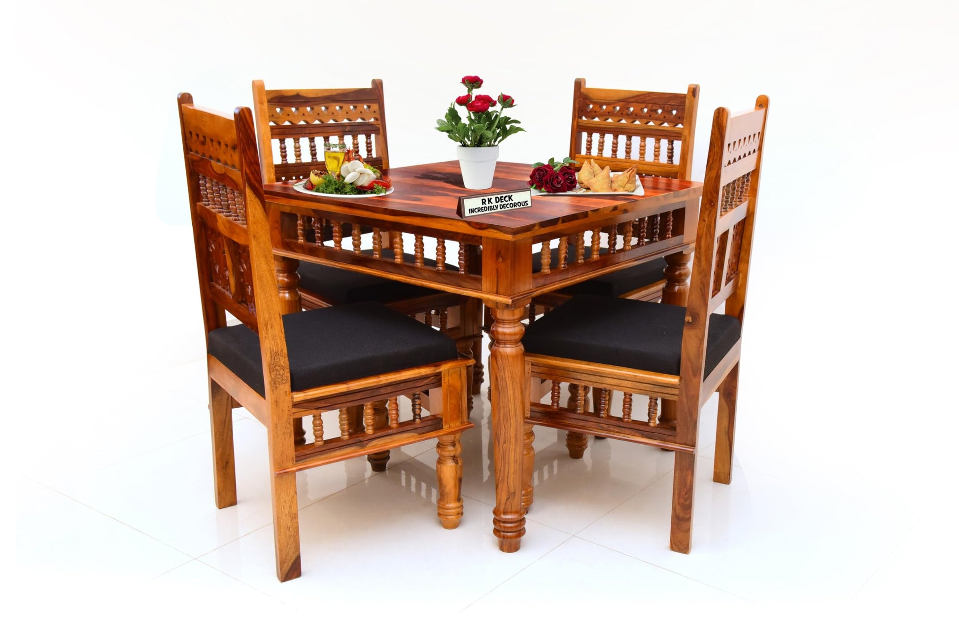 RK Wood Premium Solid Sheesham Wood Traditional Dining Table Set of 4