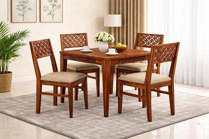 RK Wood Solid Sheesham Wood Dining Table Set of 4 | Wooden 4 Seater