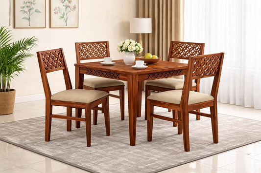 RK Wood Solid Sheesham Wood Dining Table Set of 4 | Wooden 4 Seater