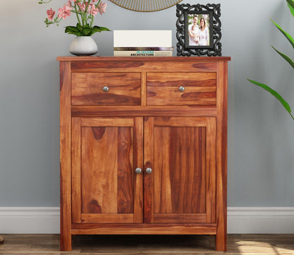 RK Deck Solid Sheesham Wood Sideboard Cabinet 2 Door 2 Drawer Storage