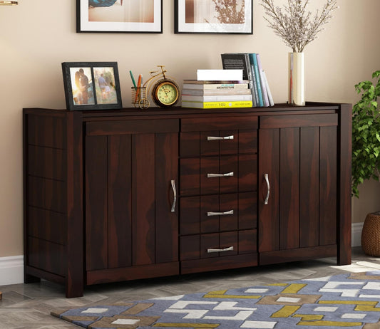 RK Wood Solid Sheesham Wood Sideboard Cabinet Wooden Storage Buffet