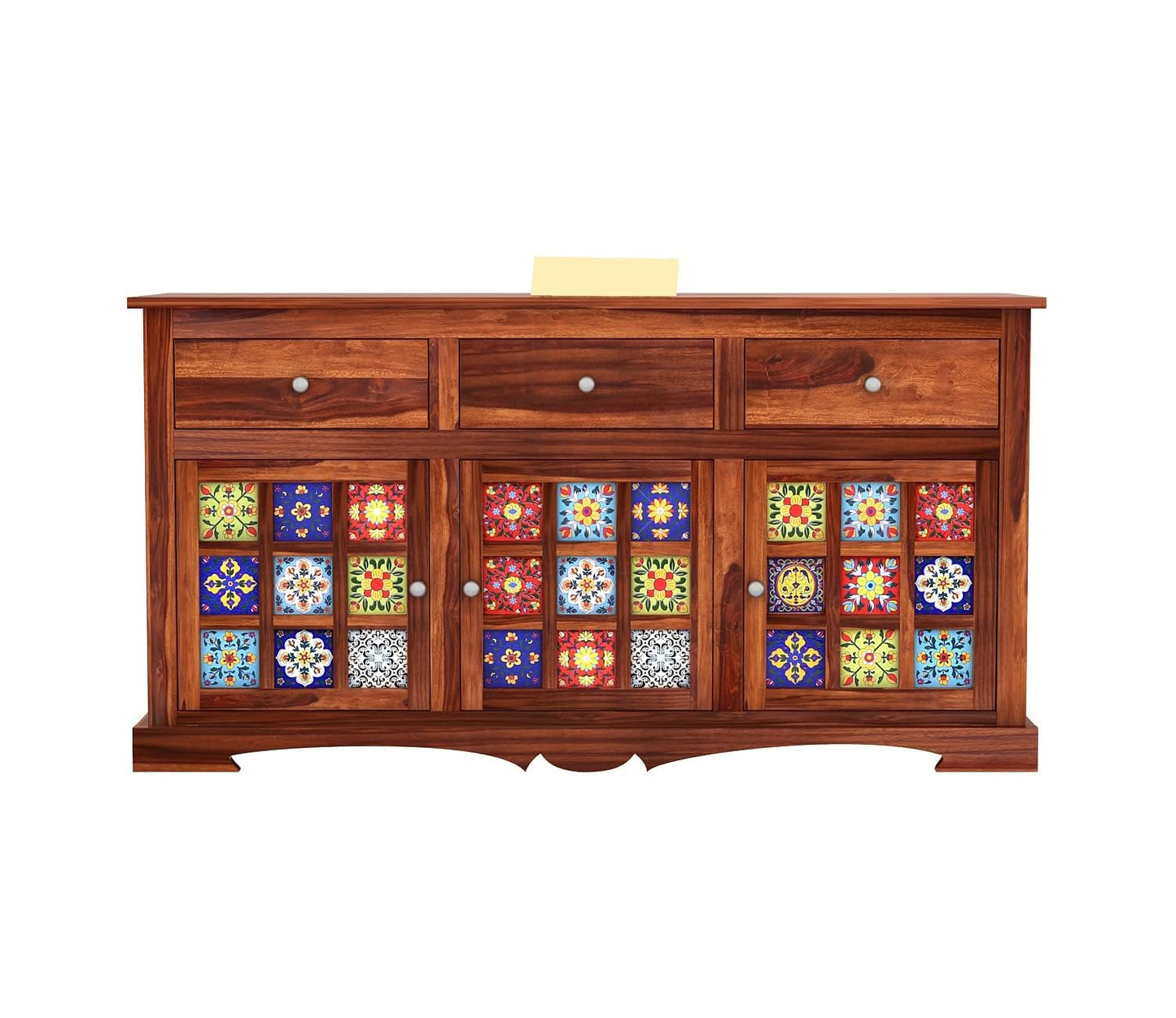 RK Wood Solid Sheesham Wood Sideboard Cabinet Wooden Storage Buffet