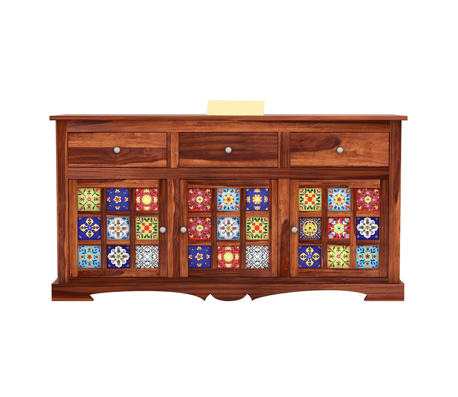 RK Wood Solid Sheesham Wood Sideboard Cabinet Wooden Storage Buffet