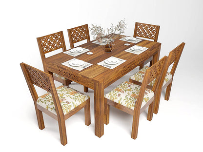 RK WOOD Solid Sheesham Wood Dining Table Set of 6 | Wooden 6 Seater