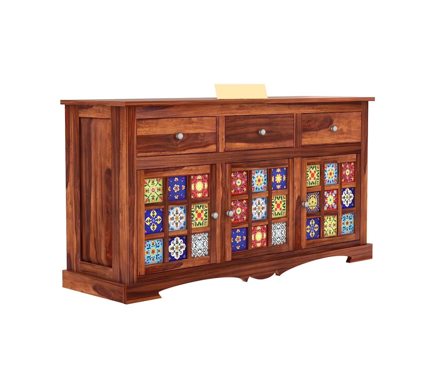 RK Wood Solid Sheesham Wood Sideboard Cabinet Wooden Storage Buffet