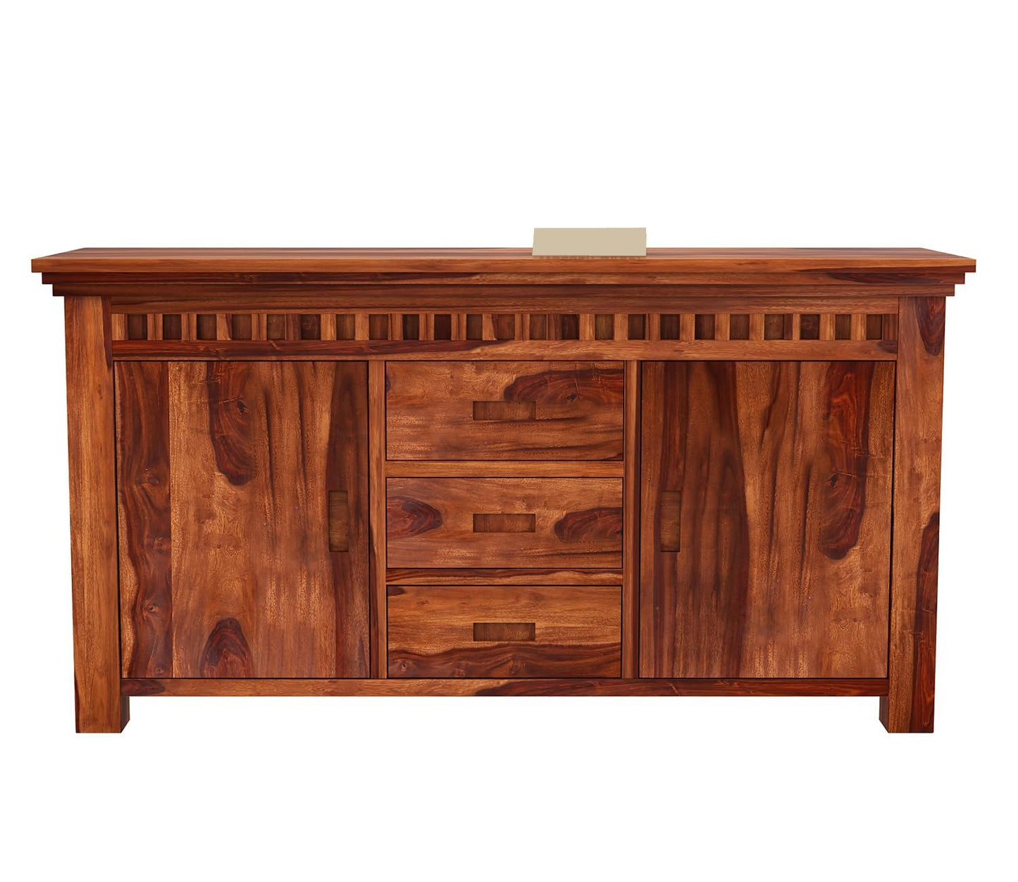 RK Deck Solid Sheesham Wood Sideboard Cabinet 3 Drawer 2 Door Storage