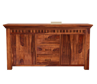 RK Deck Solid Sheesham Wood Sideboard Cabinet 3 Drawer 2 Door Storage