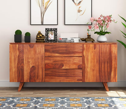RK Wood Solid Sheesham Wood Sideboard Cabinet Wooden Storage Buffet